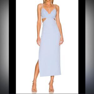 Bardot Cut Out Slit Midi in Light Blue size 6